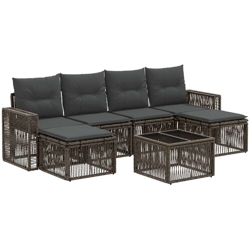 vidaXL Vrtna sedežna garnitura 7 pcs Siva in temno siva poli ratan, (5000269778) Cene