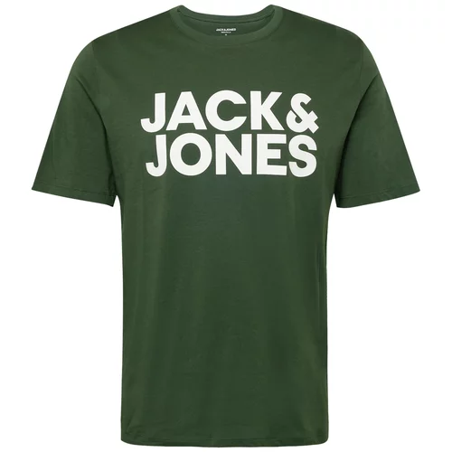 Jack & Jones Majica tamno zelena / bijela