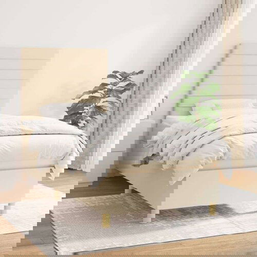 Box spring postelja z vzmetnico krem 90x200 cm blago, (20893254) Slike
