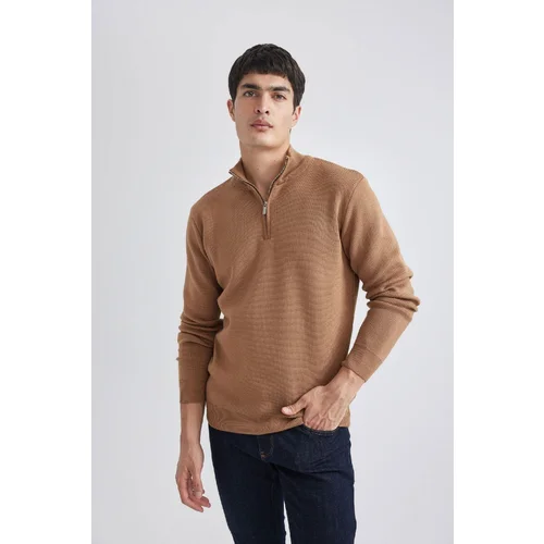 Defacto Standard Fit High Neck Zippered Sweater