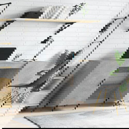 VidaXL Radni stol boja betona 140 x 50 x 75 cm od konstruiranog drva Slike