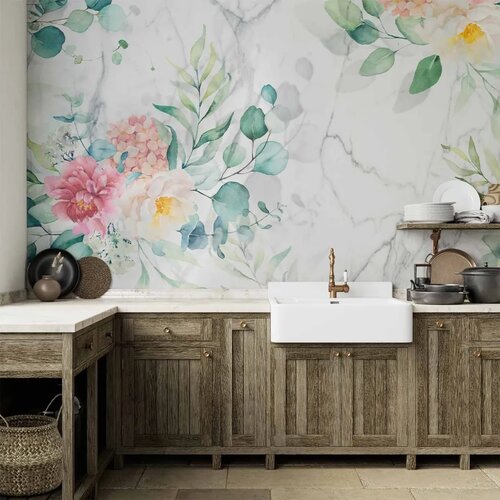  Foto tapeta - Flowery Marble 450x315 Cene