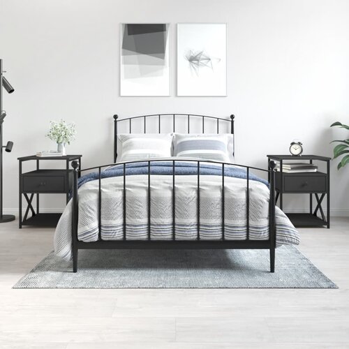 VidaXL Noćni ormarići 2 kom crni 40 x 42 x 55 cm od konstruiranog drva Slike
