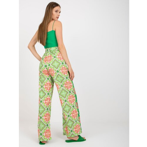 Fashion Hunters Green patterned fabric trousers with a wide leg Slike