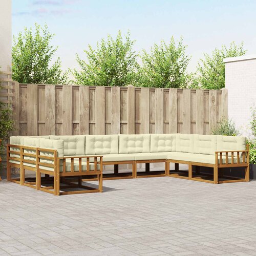  Set vanjskih sofa 9 kom. Prirodna i krem Smeđa 404 x 247,5 x 73 cm Slike