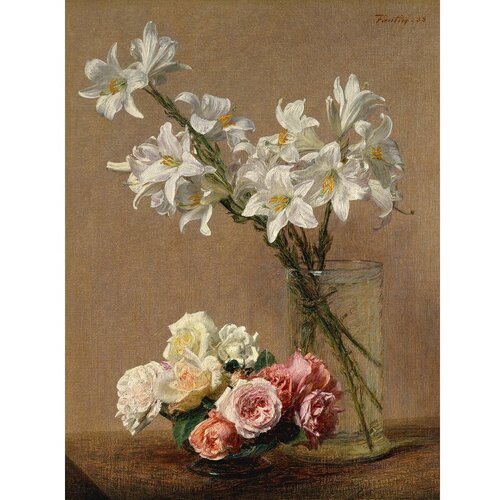 Fedkolor Reprodukcija slike Henri Fantin-Latour - Roses and Lilies, 45 x 60 cm Cene
