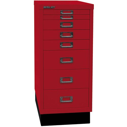 BISLEY Predalnik MultiDrawer™, serija 29, s podnožjem, DIN A4, 8 predalov, kardinalsko rdeč Cene
