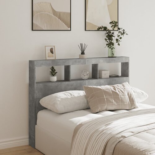 vidaXL Omarica za vzglavje postelje LED betonsko siva 140x17x102 cm Cene