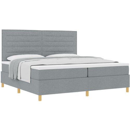 VidaXL Box Spring Postelja z Blazino Svetlo Siva 200x200 cm Tkanina, (22052675) Slike