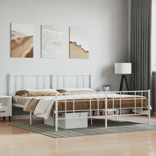 vidaXL Metalni okvir kreveta uzglavlje i podnožje bijeli 180x200 cm