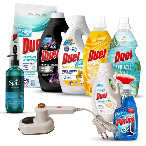 Duel Set kućne hemije+ Mini pegla za putovanja, 8 proizvoda Slike