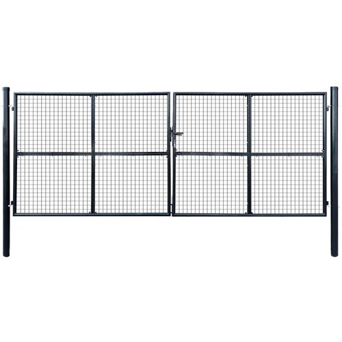 vidaXL Mrežasta vrtna vrata pocinkano jeklo 400x150 cm siva Cene