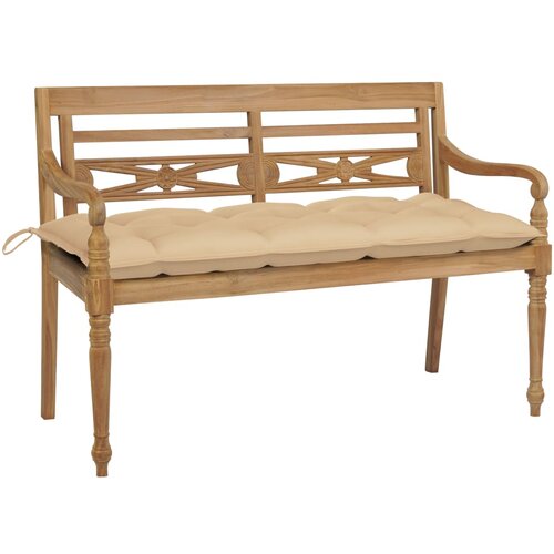 vidaXL Klop Batavia z bež blazino 120 cm trdna tikovina Cene
