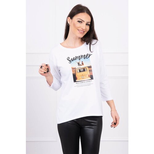 Kesi Blouse with Summer car print white Cijene