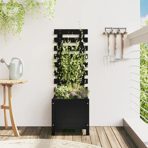  Vrtna sadilica sa stalkom crna 39x39,5x114 cm masivna borovina Cene