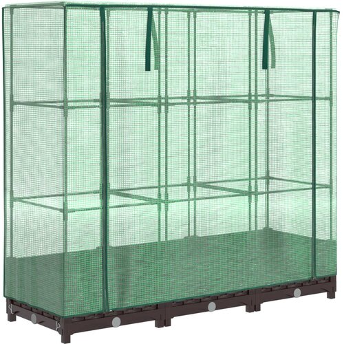 Maison Chic Cvetlični Lonec - Visoka greda s prevleko za rastlinjak videz ratana 120x40x123cm, (21790062) Cene