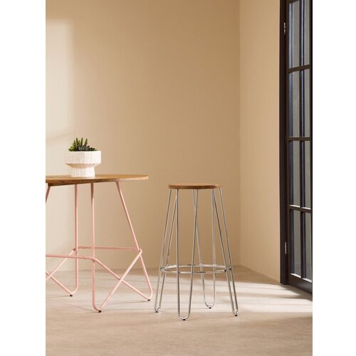 Premier Housewares Barska stolica od čvrstog brijesta u srebrnoj boji/u prirodnoj boji (visine sjedala 75 cm) District &amp;ndash; Slike