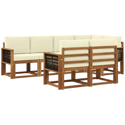 vidaXL Zunanja garnitura za sedenje 7 pcs Naravna in smetana Poliester, (5000282648) Cene