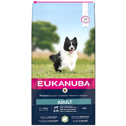 Eukanuba Adult Small / Medium Breed jagnjetina & riž - Varčno pakiranje: 2 x 12 kg Cijene