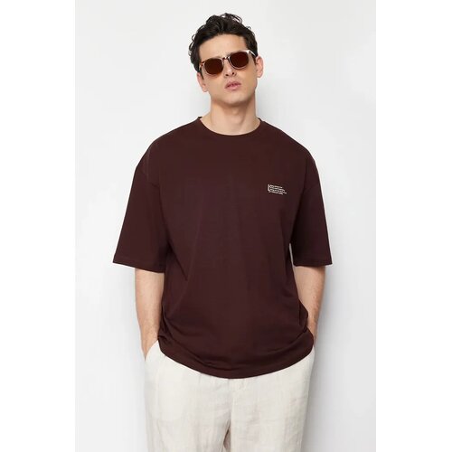 Trendyol Muška majica TMNSS23TS00084, Braon Cene