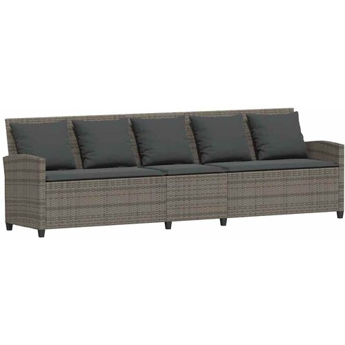  4-dijelni set vrtnih sofa od poliratana s jastucima sivi Slike