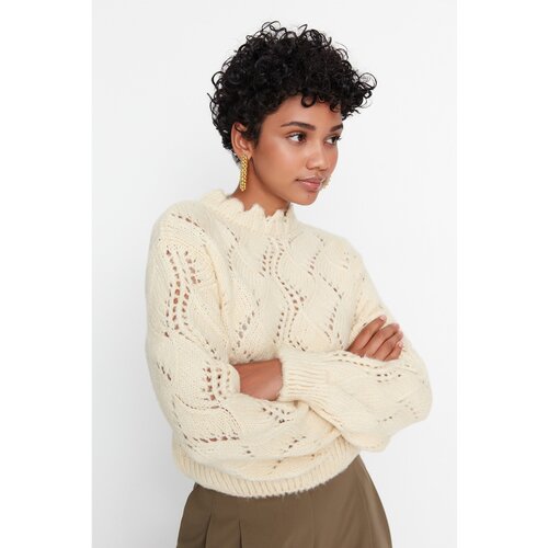 Trendyol Ecru Openwork Knitwear Sweater Slike