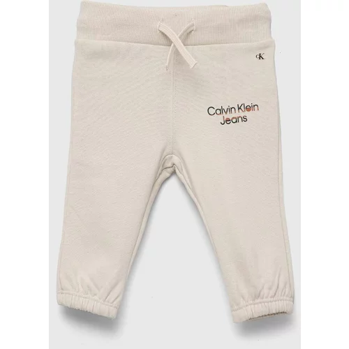 Calvin Klein Jeans Donji dio trenirke za bebe boja: bež, glatki materijal