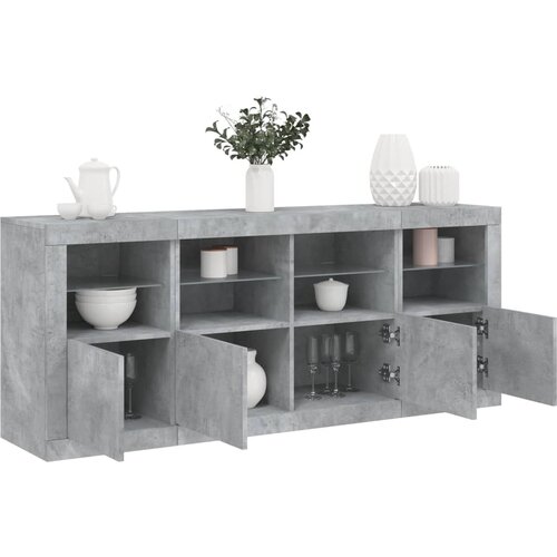  The Living Store Komoda z LED lučkami betonsko siva 163x37x67 cm - Komoda, (21502185) Slike