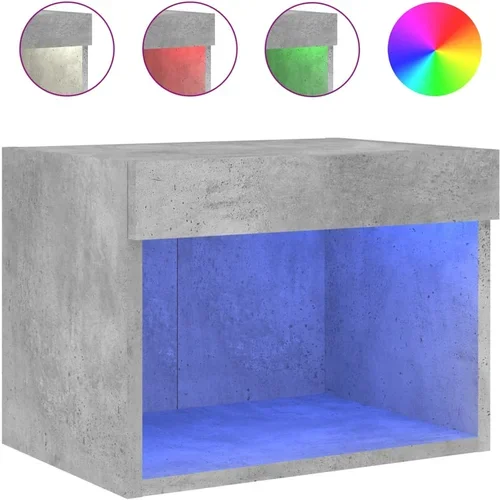 vidaXL Nočna omarica z LED lučkami stenska betonsko siva, (20978612)