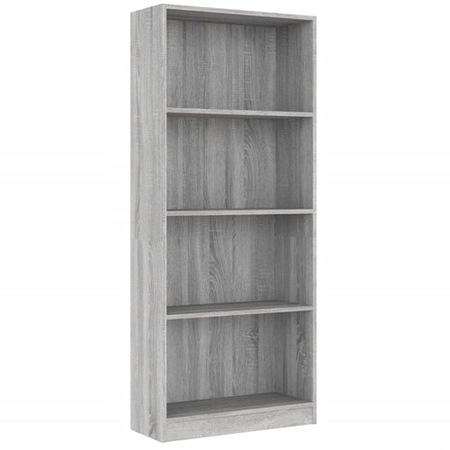 Maison Chic Knjižna omara - Knjižni regal 4-nadstropna siva sonoma 60x24x142 cm inžen. les, (21725371) Slike