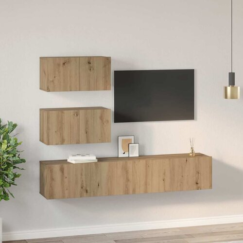  Set TV komoda Zidne 4 pcs Hrast artisan Konstruirano drvo Slike