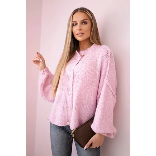 Kesi Wool sweater with decorative buttons light powder pink