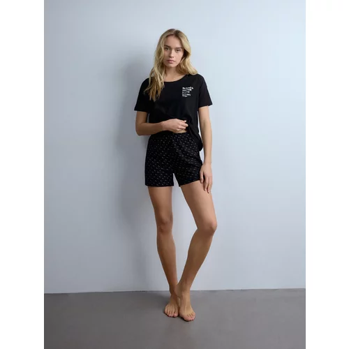 Reserved - Komplet dvodijelne pidžame s printom - crno