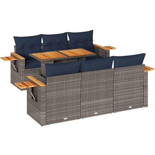 vidaXL Vrtna garnitura - 7-dijelni set vrtnih sofa sivi od poliratana - Siva 1 Cene
