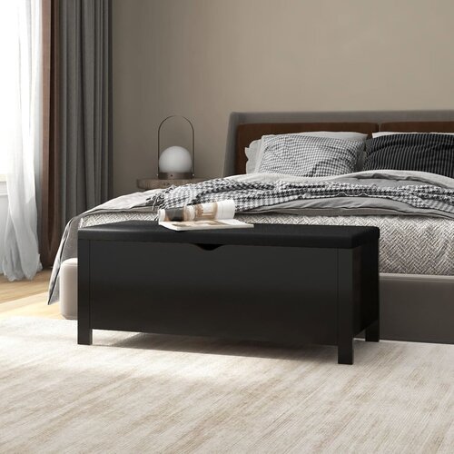 vidaXL kutija za pohranu s jastukom crna 105 x 40 x 45 cm od iverice Cene