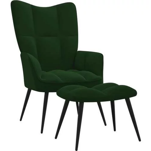  Stol za sproščanje s stolčkom temno zelen žamet