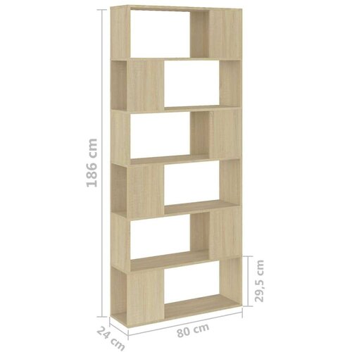 VidaXL Knjižna omara za razdelitev prostora sonoma hrast 80x24x186 cm Slike