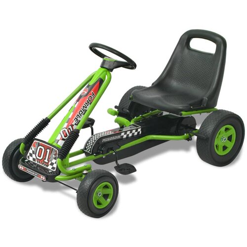 VidaXL Gokart na Pedale z Nastavljivim Sedežem Zelene Barve, (20989918) Slike