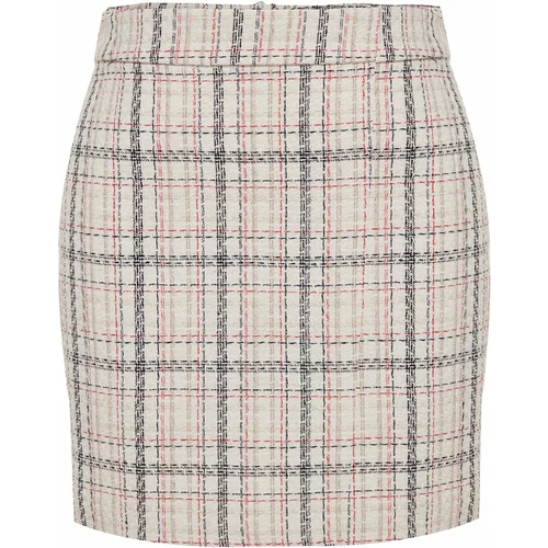 Trendyol Curve Plus Size Skirt - Ecru - Mini