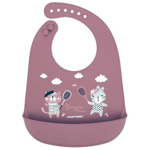 Canpol BABIES SILIKONSKA PORTIKLA SA DZEPOM BONJOUR PARIS dark red 74027 (74027_red) Slike