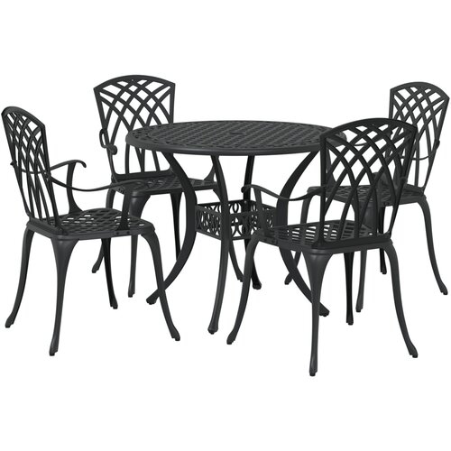 vidaXL Vrtni set za objed 5 pcs Crna Aluminij Cene