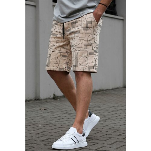 Madmext Beige Patterned Comfort Fit Men's Capri Shorts 5497 Cene