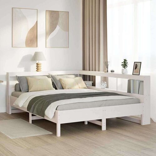  Posteljni okvir brez vzmetnice bela 135x190 cm trdna borovina Cene