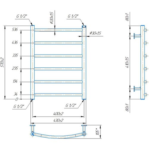 Kupatilski merdevasti radijator INOX CLASSIC 120W/230V 57x43 cm nerđajući čelik/sjajni hrom Slike