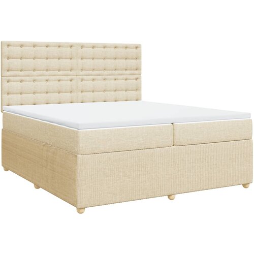 vidaXL Box spring postelja z vzmetnico krem 200x200 cm blago, (21308190) Cene