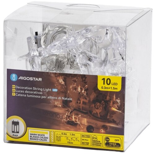 Aigostar LED lanac 10xLED/3xAA 1,5m topla bela sa jelenima Slike