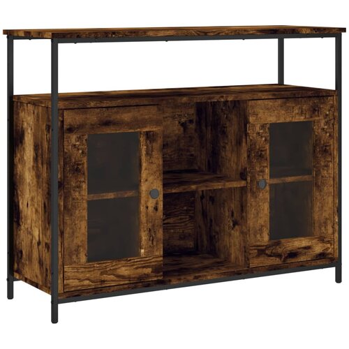  Komoda boja dimljenog hrasta 100x35x80 cm konstruirano drvo Slike