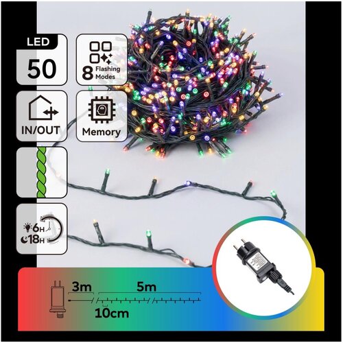 Aigostar LED spolja&amp;scaron;nje božićne lampice 50xLED / 8 funkcija, 8 m, IP44, vi&amp;scaron;ebojne Slike