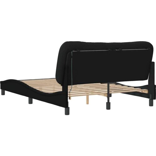  Okvir kreveta s LED svjetlima crni 140 x 200 cm od tkanine Slike