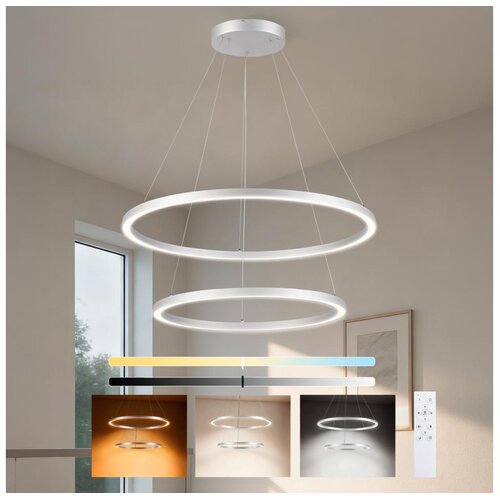  Brilagi-LED prigu&scaron;iva luster na sajli PORTOFINO LED/98W/230V prečnika 80 cm srebrna + daljinski upravljač Cene
